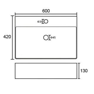 Kartell Essential Countertop Basin With Integrated Overflow - 600mm Wide - 1 TH - Gloss White - Image 2