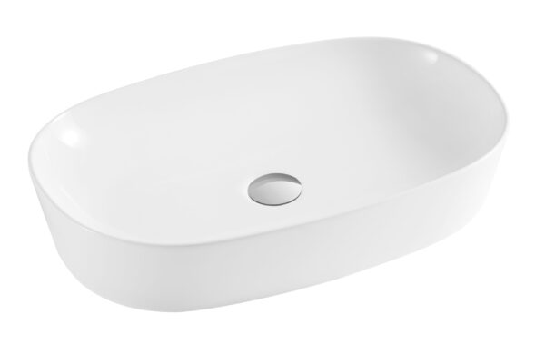 Kartell Island Countertop Basin - 600mm Wide - No TH - Gloss White