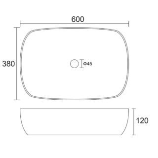 Kartell Island Countertop Basin - 600mm Wide - No TH - Gloss White - Image 2