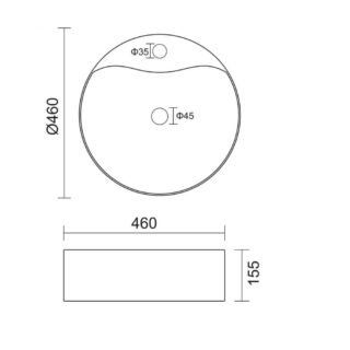 Kartell Karlo Countertop Basin - 460mm Wide - 1 TH - Gloss White - Image 2