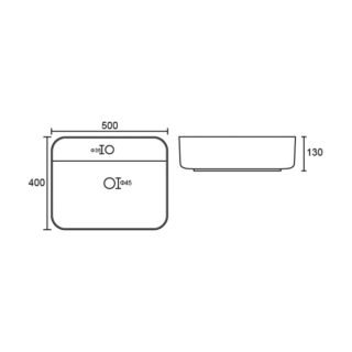 Kartell Karlo Countertop Basin - 500mm Wide - 1 TH - Gloss White - Image 2