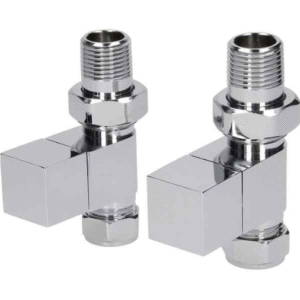 Kartell Square Straight Radiator Valve Pair - Chrome