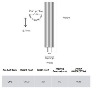 Kartell Cincinnati Vertical Designer Radiator - 2000mm X 351mm - Anthracite - Image 2