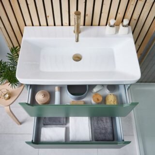 Scudo Deep Vanity Basin - 800mm Wide - 1 Tap Hole - Gloss White - Image 3