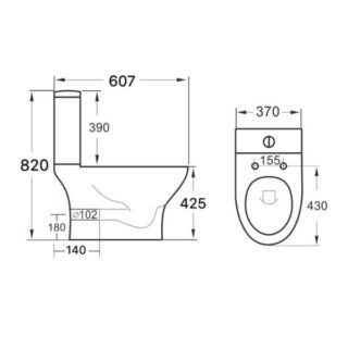Scudo Deia Rimless Open Back Close Coupled Toilet With Cistern And Seat - White - Image 2