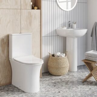 Scudo Deia Rimless Closed Back Close Coupled Toilet With Cistern And Seat - White - Image 4