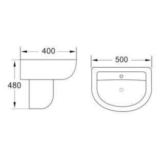 Scudo Deia Basin With Semi Pedestal - Gloss White - Image 3