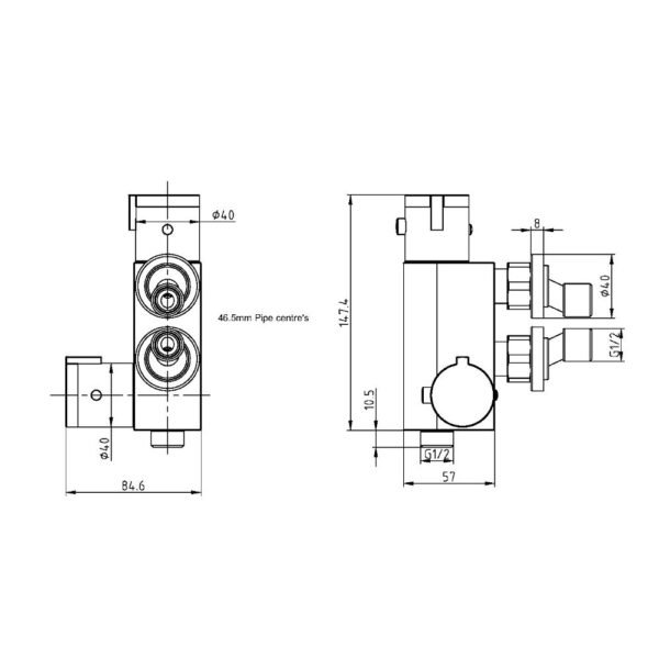 Scudo Thermostatic Vertical Valve For Douche - Image 3