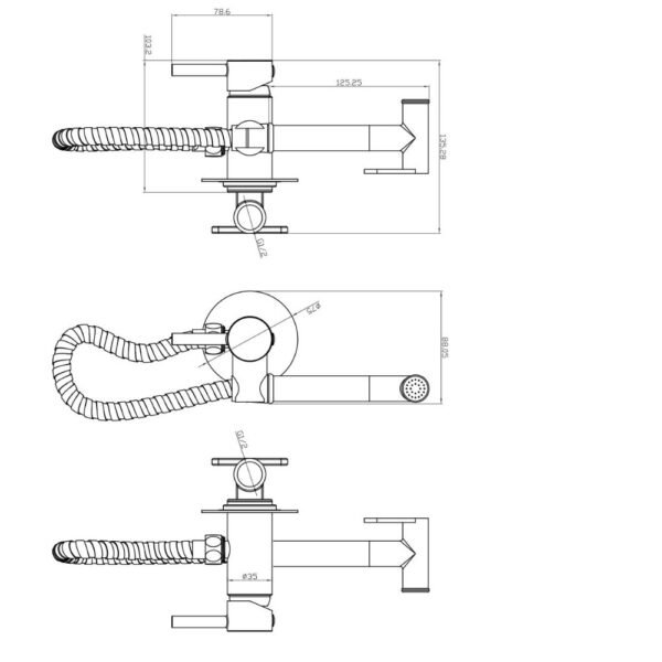 Scudo Douche Handset With Flexi Hose, Holder And Outlet Elbow - Image 3
