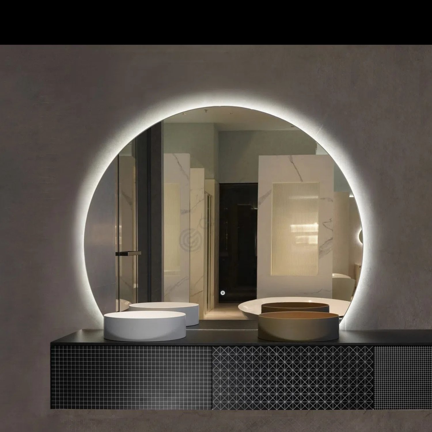 Kartell Eclipse LED Round Illuminated Mirror - 700mm x 800mm