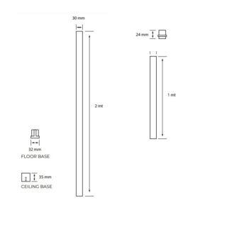 Kartell KV8 2/1m Wetroom Screen Ceiling Post - Chrome - Image 2