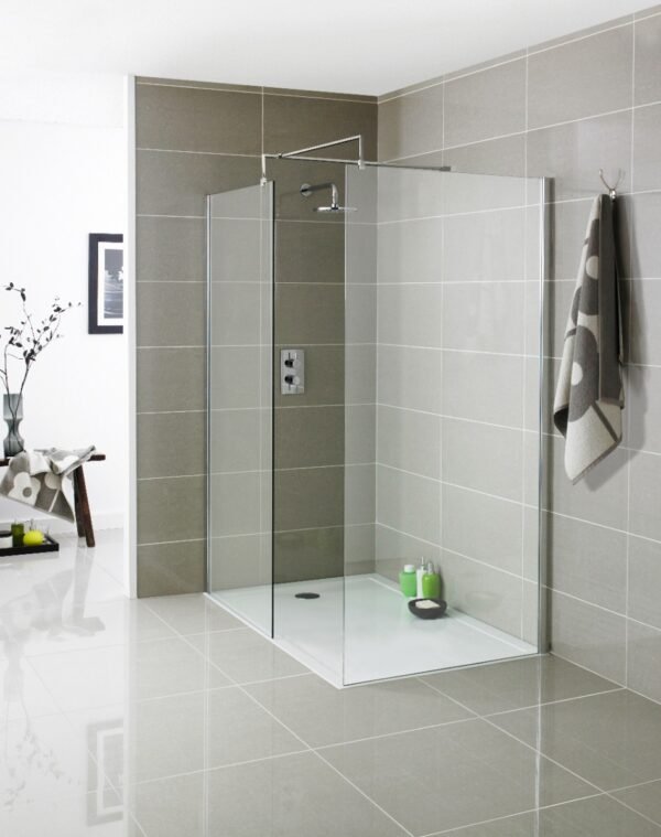 Kartell KV8 Wetroom Panel - 8mm Glass - Chrome