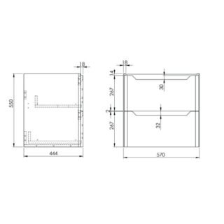 Scudo Ella 2 Drawer Wall Hung Vanity Unit With Basin - 1 TH - Image 3