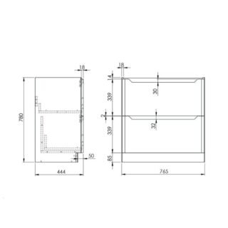 Scudo Ella 2 Drawer Floor Standing Vanity Unit With Basin - 1 TH - Image 4