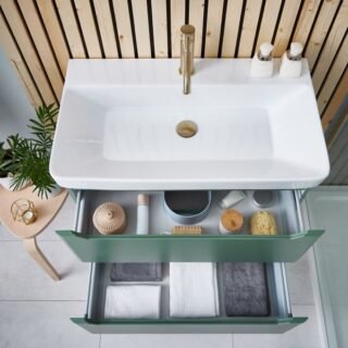 Scudo Ella 2 Drawer Wall Hung Vanity Unit With Basin - 1 TH - Image 9