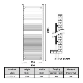 Kartell Thermostatic Straight Vertical Electric Heated Towel Rail - Chrome - Image 4