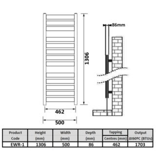 Kartell Newark Straight Vertical Designer Heated Towel Rail - Chrome - Image 2