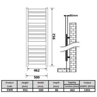 Kartell Newark Straight Vertical Designer Heated Towel Rail - Chrome - Image 3