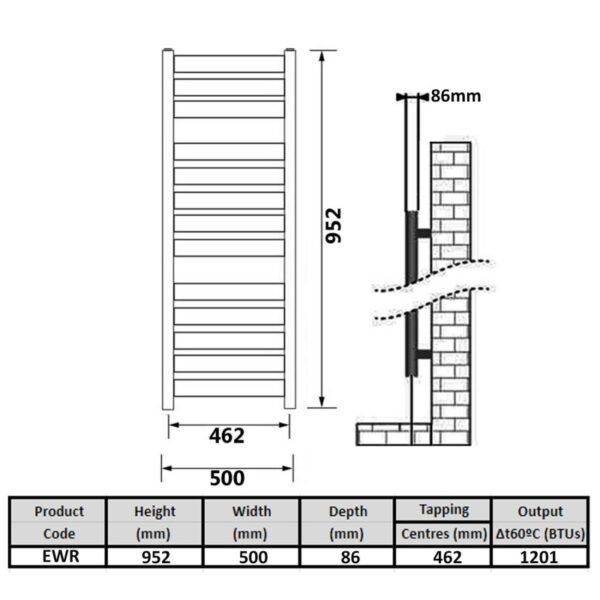 Kartell Newark Straight Vertical Designer Heated Towel Rail - Chrome - Image 3