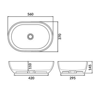 Scudo Neo Counter Top Basin - 560mm Wide - No TH - Image 2