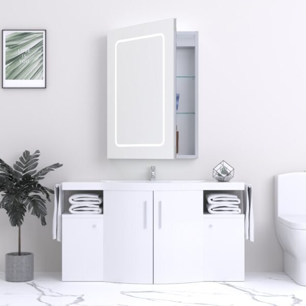 Kartell Fine 1 Door LED Illuminated Mirror Cabinet - 700mm x 500mm