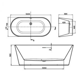 Kartell Coast Freestanding Bath - No TH - Gloss White - Image 4