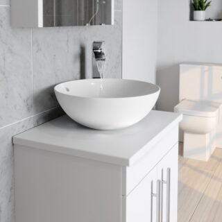 Kartell Purity 2 Door Floorstanding Vanity Unit With Sit On Basin And Worktop - 600mm Wide - No TH - Image 2
