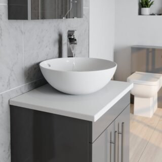 Kartell Purity 2 Door Floorstanding Vanity Unit With Sit On Basin And Worktop - 600mm Wide - No TH - Image 3