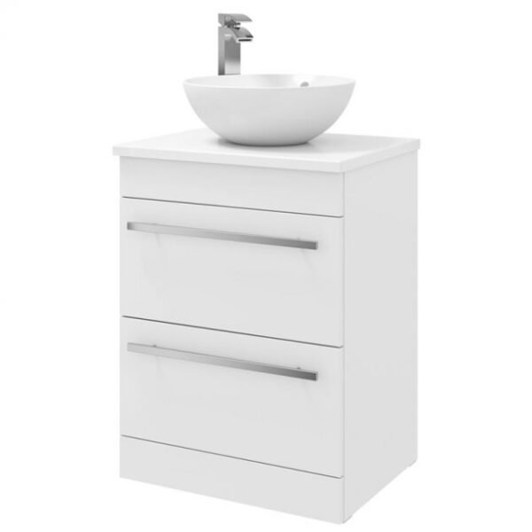 Kartell Purity 2 Drawer Floorstanding Vanity Unit With Sit On Basin And Worktop - 600mm Wide - No TH