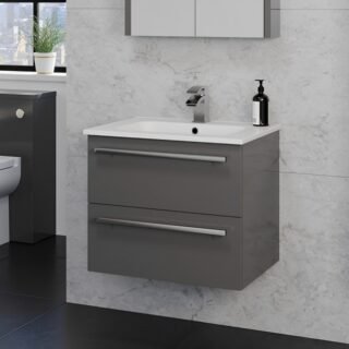 Kartell Purity 2 Drawer Wall Hung Vanity Unit With Slim Basin - 600mm Wide - 1 TH - Image 2