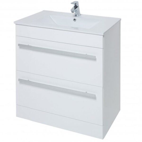 Kartell Purity 2 Drawer Floor Standing Vanity Unit With Slim Basin - 800mm Wide - 1 TH