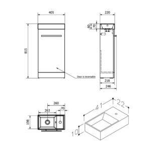 Kartell Purity 1 Door Floor Standing Vanity Unit With Basin - 405mm Wide - 1 TH - Image 2