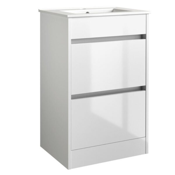 Kartell City 2 Drawer Floor Standing Vanity Unit With Slim Basin - 490mm Wide - 1 TH