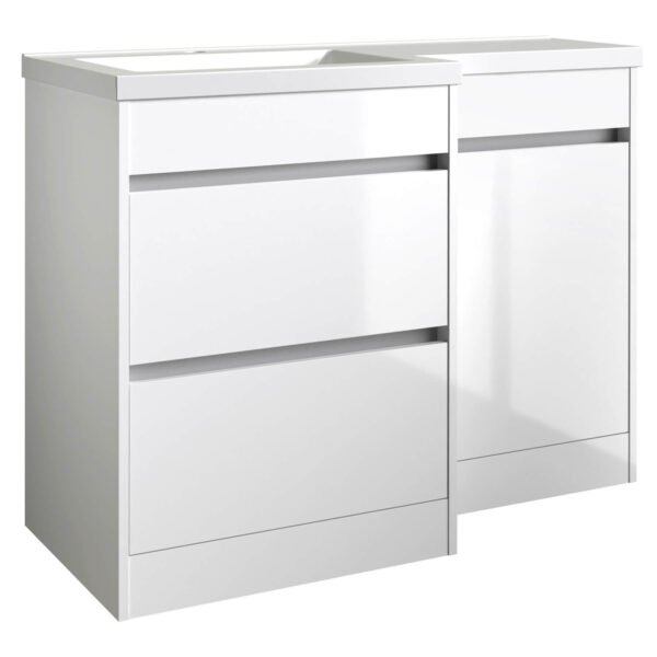 Kartell City 2 Drawer L Shaped Combination Bathroom Unit With Cistern And Basin - 1100mm Wide