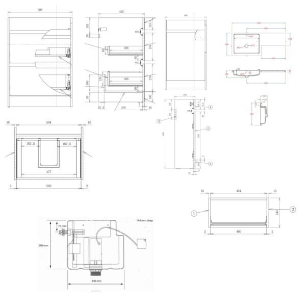 Kartell City 2 Drawer L Shaped Combination Bathroom Unit With Cistern And Basin - 1100mm Wide - Image 2