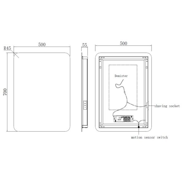 Kartell Garda LED Illuminated Mirror - 700mm x 500mm - Image 2
