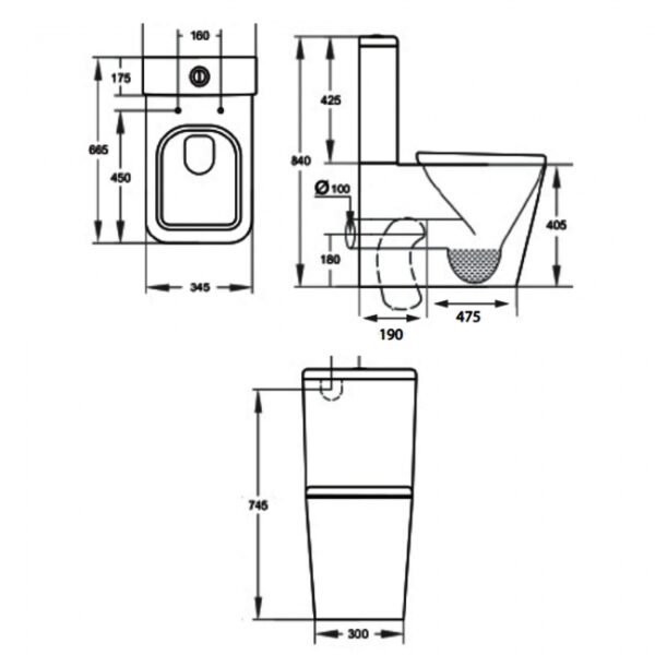 Kartell Genoa Closed Back Close Coupled Toilet With Cistern And Soft Close Seat - White - Image 2