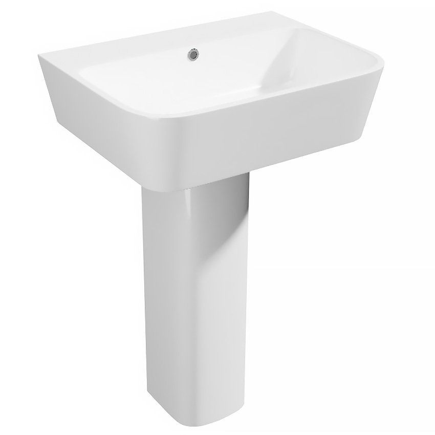 Kartell Genoa Basin With Full Pedestal - 550mm Wide - 1 TH - Gloss White