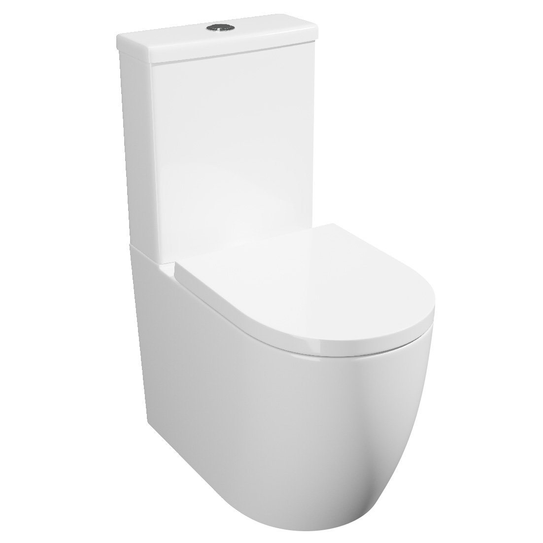 Kartell Genoa Round Rimless Closed Back Close Coupled Toilet With Cistern And Soft Close Seat - White