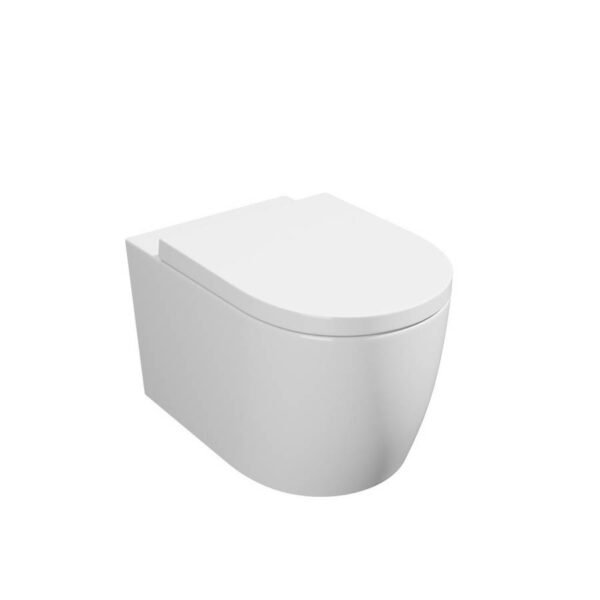 Kartell Genoa Round Rimless Wall Hung Toilet With Soft Close Seat - White