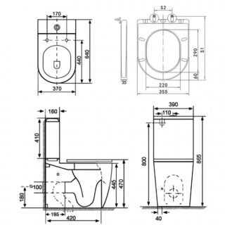 Kartell Genoa Round Rimless Comfort Height Close Coupled Toilet With Cistern And Soft Close Seat - White - Image 3