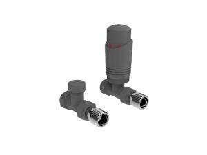 Kartell Design Twin Pack Thermostatic Straight Radiator Valve - Textured Grey