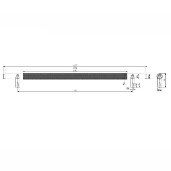 Scudo Knurled Furniture Handle - 400mm Wide - Image 6