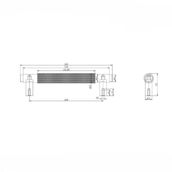Scudo Knurled Furniture Handle - 160mm Wide - Image 6