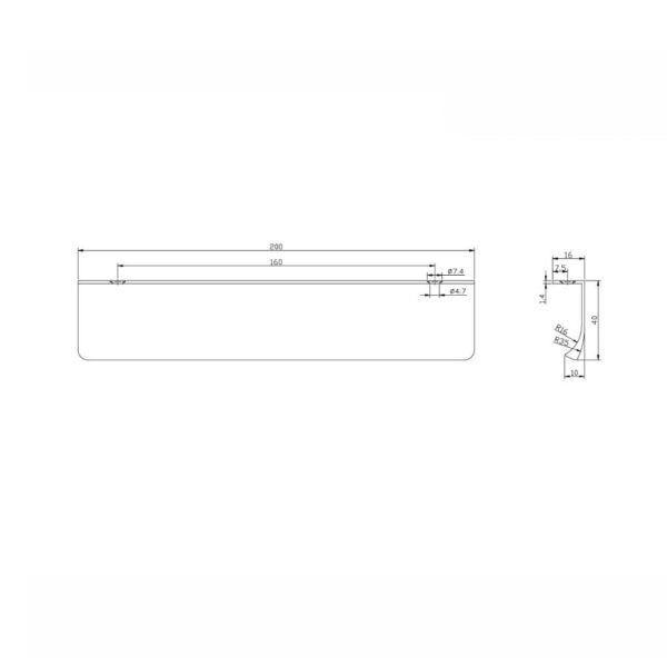 Scudo Flat Furniture Handle - 200mm Wide - Image 2