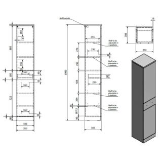 Kartell Impakt 2 Door And 1 Drawer Wall Hung Tall Storage Unit - 1900mm High - Gloss White - Image 2