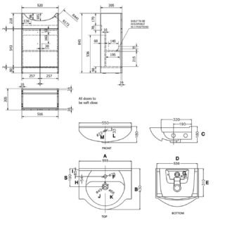 Kartell Impakt 2 Door Floor Standing Vanity Unit With Basin - 520mm Wide - 1 TH - Gloss White - Image 2
