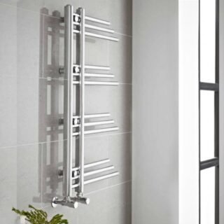 Kartell New York Vertical Designer Heated Towel Rail - 900mm X 500mm - Chrome - Image 2