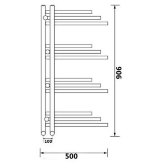 Kartell New York Vertical Designer Heated Towel Rail - 900mm X 500mm - Chrome - Image 3