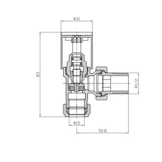 Kartell Angled Radiator Valve 15mm Pair - Chrome - Image 2